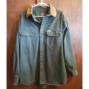 Vintage Woolrich Twill Shirt Mens XLT Tall Work Chore Brown Green Grunge READ